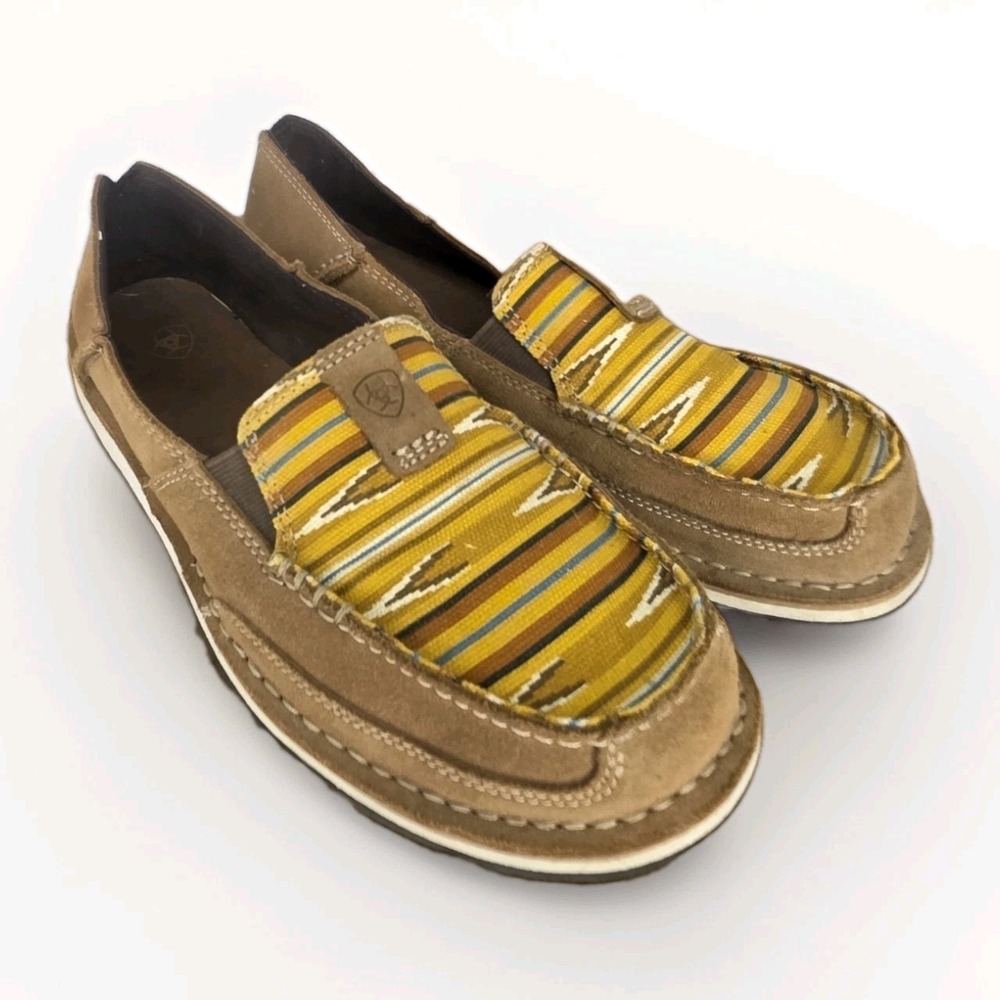 Ariat Crusier Navajo Flats Brown Suede Leather Slip On Native Western Aztec 9.5